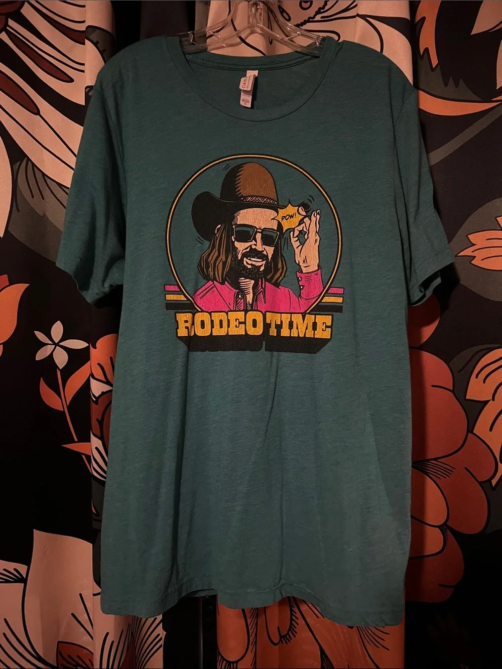 Rodeo Time Graphic Tee - Teal Crew Neck